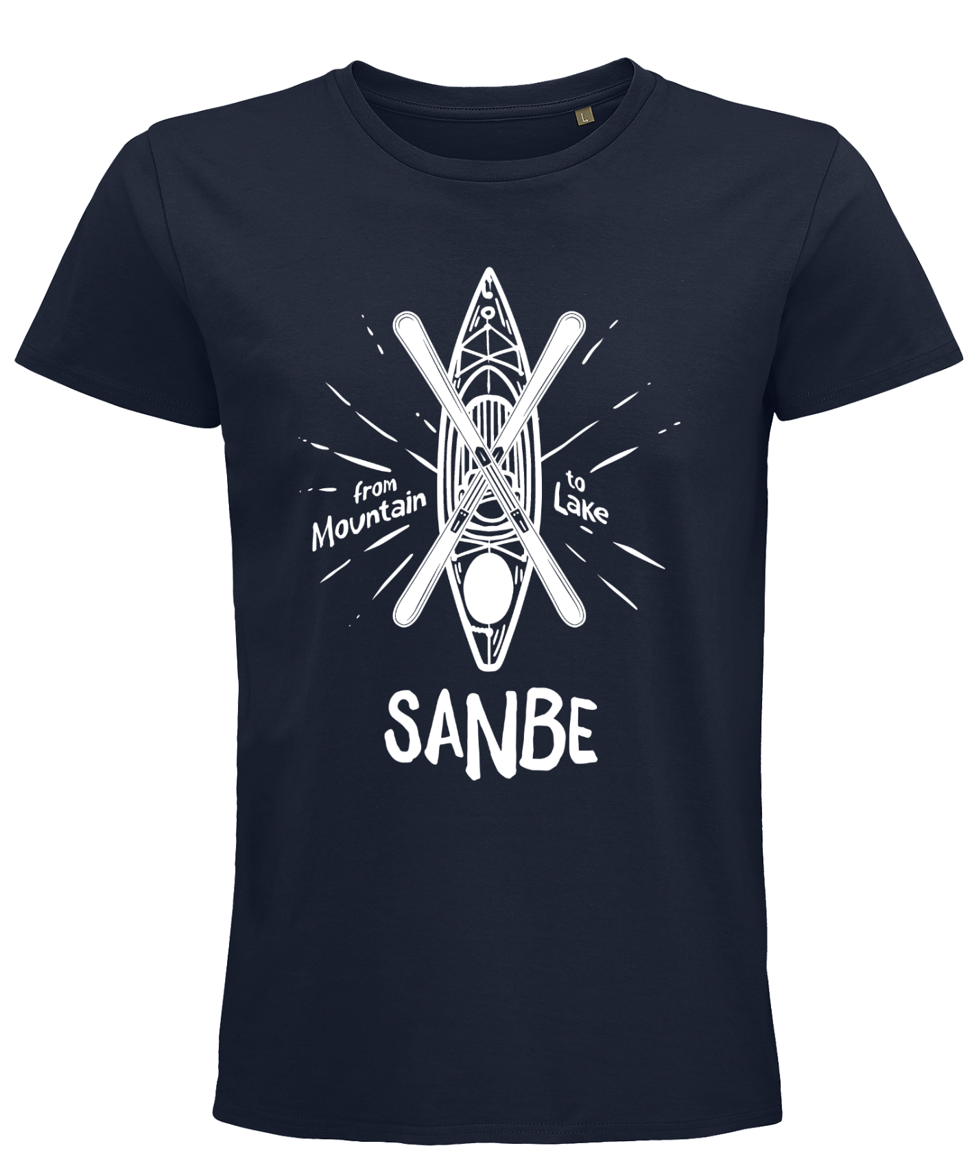 T-shirt From Mountain to Lake Moesa Boutique, design ispirato ai paesaggi alpini e lacustri della regione San Bernardino